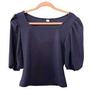 600 - NAVY BLUE‎ POWER SLEEVE TOP, med